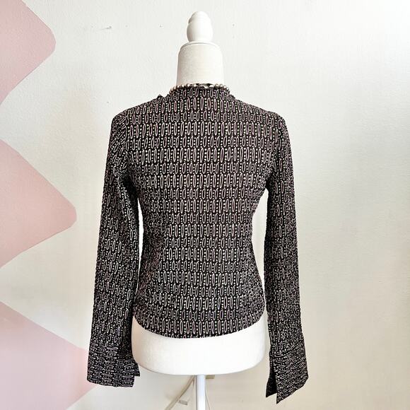 ZARA Black Ruffle Tie Front Top Romantic Boho Coquette Indie Sleaze Small - Picture 2 of 6